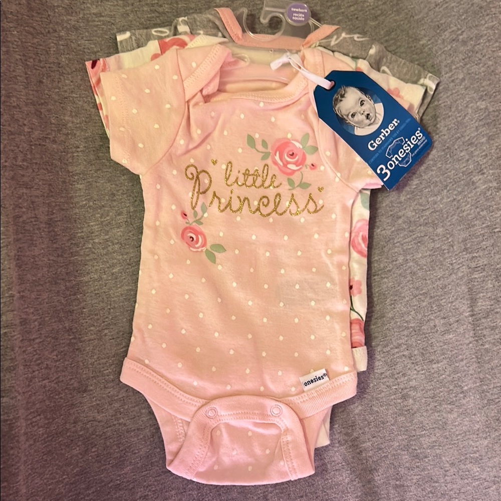 Gerber Pink Baby Onesie Set